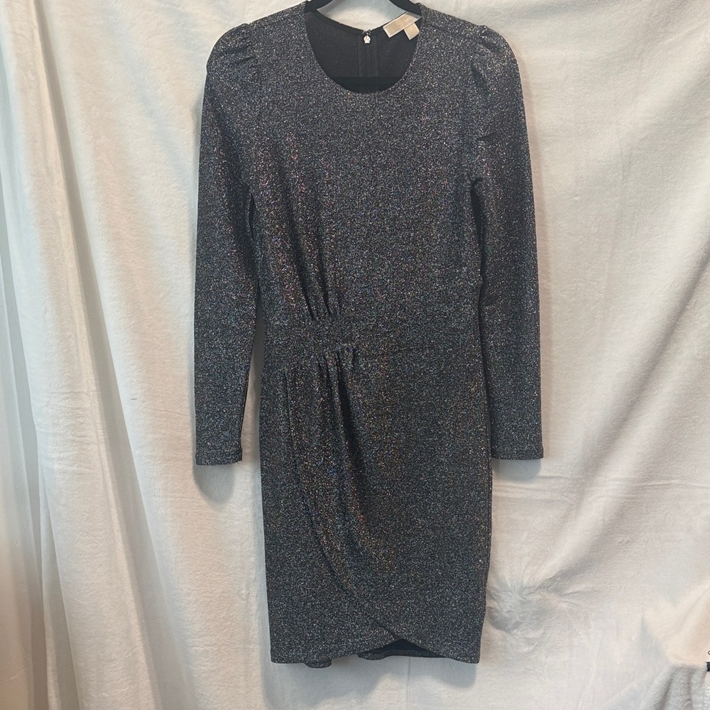 Michael Kors Black&Silver Shimmer Long Sleeve Dress. Excellent condition. Small.